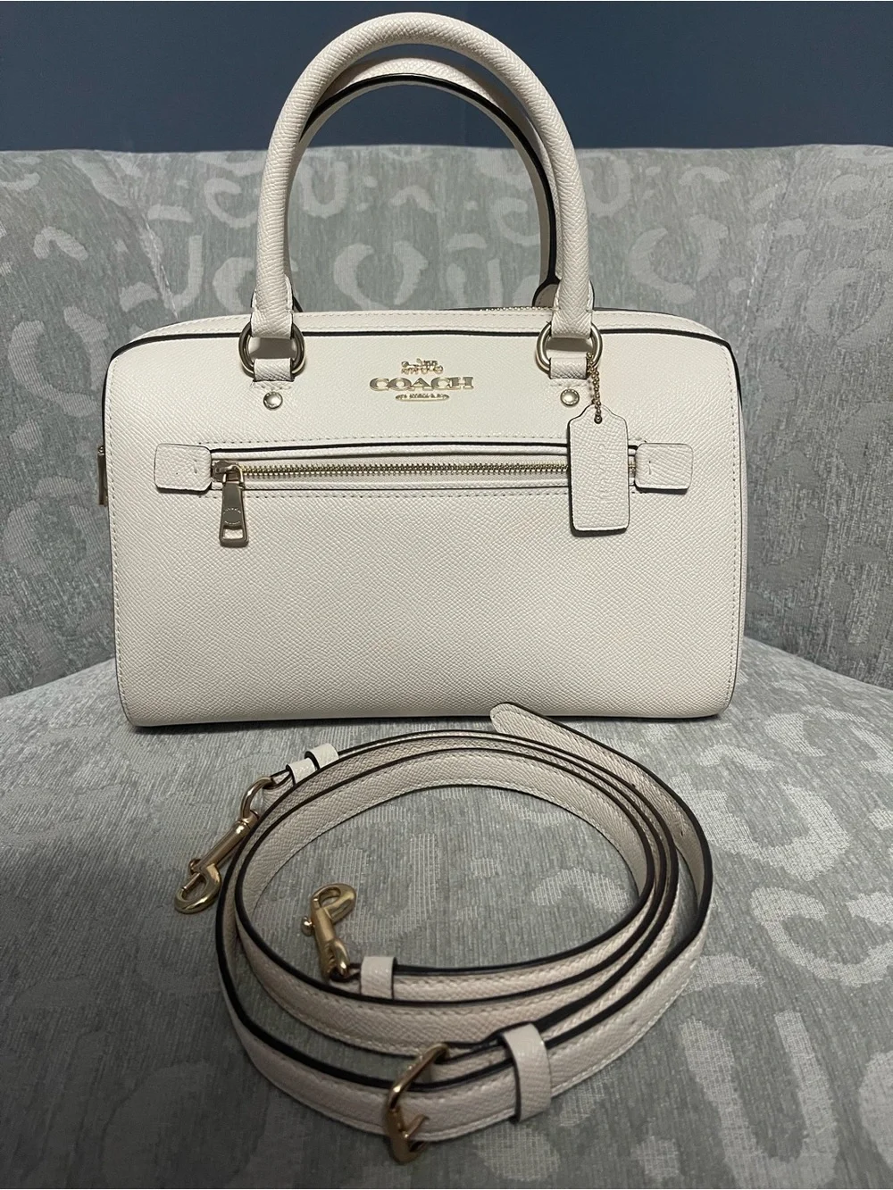 Coach Rowan medium in cream with gold hardware.